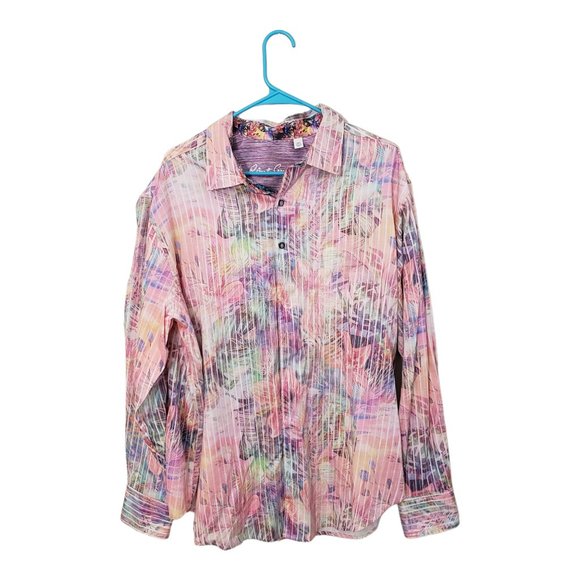 CT461a Robert Graham Pink Floral Men's dress Shirt 1XL